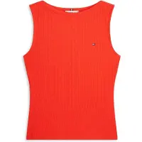 Tommy Hilfiger 5x2 Rib Boat Slim Fit Sleeveless T-shirt Orange S Femme