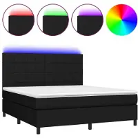 vidaXL Lit Boxspring avec matelas & LED Noir 160x200 cm Tissu