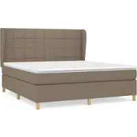 vidaXL Lit boxspring avec matelas Taupe 180x200 cm Tissu