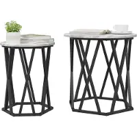 vidaXL Table basse, lot de 2, gris Sonoma, bois d'ingénieur et acier