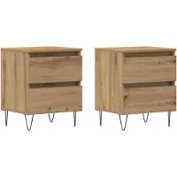 vidaXL Cabinet de chevet 2 pcs chêne artisanal 40 x 35 x 50 cm