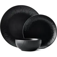 MIKASA Jardin Midnight Set de 12 pièces de table en faïence, emballage cadeau