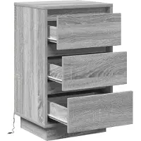 vidaXL Cabinet de chevet avec Gris 39 x 34,5 x 65 cm Bois d'ingénierie