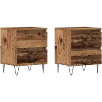 vidaXL Cabinet de chevet avec tiroir 2 pcs Bois ancien 40 x 35 x 50 cm