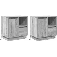 vidaXL Cabinet de chevet avec tiroir 2 pcs Gris 50 x 34.5 x 50 cm.