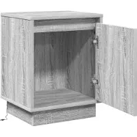vidaXL Cabinet de chevet avec Gris 39 x 34.5 x 50 cm Bois d'ingénierie