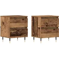 vidaXL Cabinet de chevet avec tiroir 2 pcs Bois ancien 40 x 35 x 50 cm