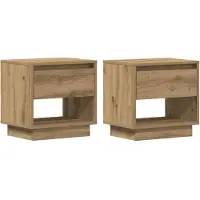 vidaXL Table de nuit avec tiroir 2 pcs chêne artisanal 45 x 34 x 44 cm