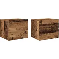 vidaXL Cabinet de chevet mural 2 pcs Bois ancien 50 x 39 x 41 cm