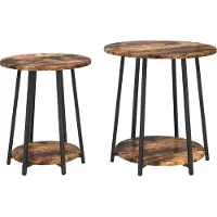 vidaXL Ensemble de tables d'appoint 2 pcs Chêne fumé et noir