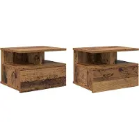 vidaXL Table de nuit flottante 2 pcs Bois ancien 40 x 31 x 27 cm