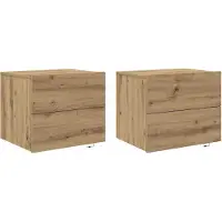 vidaXL Cabinet de chevet mural 2 pcs chêne artisanal 50 x 39 x 41 cm
