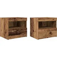 vidaXL Cabinet de chevet avec tiroir 2 pcs Bois ancien 50 x 40 x 45 cm