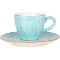 Bonna Aqua - Tasses à espresso et soucoupes - 80 cc - Porcelaine - Lot de 6