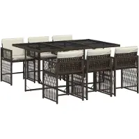 vidaXL Ensemble de jardin 7 pièces avec coussins Marron Poly rotin