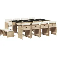 vidaXL Salon de jardin 13 pièces avec coussins Beige Poly Rattan