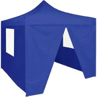 DKD Home Decor Tente de réception pliable avec 4 parois 2x2 m Acier Bleu