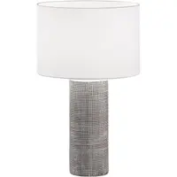 Perenz Lampe De Table En Céramique Grise Avec Abat-Jour Tissu D.32 Cm H53 Cm, 1Xe27 Max 60W, Design Sobre