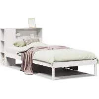 vidaXL Lit en bois massif avec étagère sans matelas blanc 75x190 cm pin