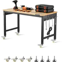 Vevor Établi Atelier Garage 1220 mm Table de Travail sur Roulettes à Hauteur Réglable