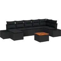 vidaXL Ensemble de canapés de jardin 8 pcs noir