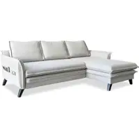 Miuform Charming Charlie - Canapé d'angle avec fonction lit et coffre de lit L-FORME DROITE - 228x150cm - Beige - Canapé Canapé-lit