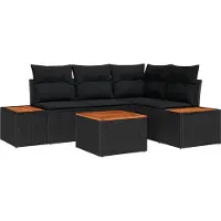 vidaXL Ensemble de canapé de jardin avec coussins avec mémoire 4 pcs noir Polyrattan