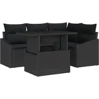 vidaXL Ensemble de salon de jardin , 5 pièces, couleur noire