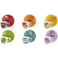 Excelsa Set de 6 tasses à espresso avec soucoupes Fuji Porcelaine 7 cl Coloré