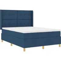 vidaXL Lit à sommier tapissier avec bandes lumineuses LED bleues, 160 x 200 cm, tissu
