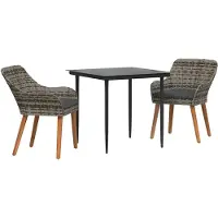 vidaXL Salon de jardin avec coussins 3 pcs Gris Poly-Rotin