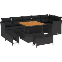 vidaXL Ensemble de canapé de jardin avec coussin avec mémoire 9 pcs noir