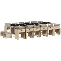 vidaXL Ensemble de jardin 17 pièces avec coussins Mélange beige Poly rotin