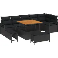 vidaXL Ensemble de canapé de jardin avec coussin avec mémoire 9 pcs noir
