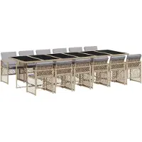 vidaXL Salon de jardin 13 pièces avec coussins Beige Poly Rattan