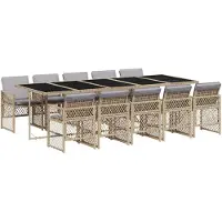 vidaXL Salon de jardin 11 pièces avec coussins Beige Poly Rattan