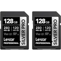 Lexar Carte SD Silver Pro (128 Go, SDXC, U3, UHS-II), Carte mémoire, Argent