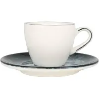 Bonna Sepia - Tasses à espresso et soucoupes - 80 cc - Porcelaine - Lot de 6