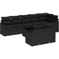 vidaXL Ensemble canapé de jardin avec mémoire 9 pcs noir poly rotin