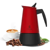 Cecotec Machine à café Piccolina 600, rouge. Capacité de 300 ml, pour 6 tasses, en acier inoxydable, adaptée à toutes les surfaces, avec filtre de qualité supérieure
