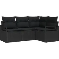 vidaXL Ensemble de salon , 4 pièces, noir, en résine tressée