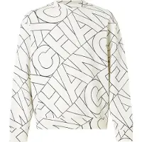 Armani Exchange pour homme. XM002364AF24635F1173 Sweatshirt Diagonal Lettering blanc (S), Casuel, Coton, Manche courte