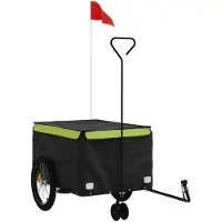 Syfax Remorque de vélo noir et vert 45 kg fer