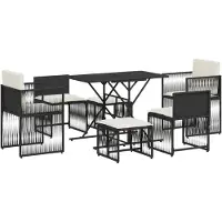 vidaXL Ensemble de jardin 7 pièces avec coussins Noir Poly Rattan