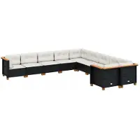vidaXL Ensemble de 10 canapés de jardin avec coussins noir poly rotin