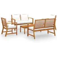 vidaXL Ensemble de salon de jardin 5 pièces avec coussins en bois massif d'acacia