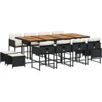 vidaXL Ensemble de jardin 13 pièces avec coussins Noir Poly Rattan
