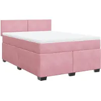 vidaXL Lit boxspring avec matelas rose 160x200 cm velours