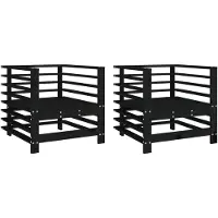 vidaXL Chaises de jardin 2 pcs. noir pin massif