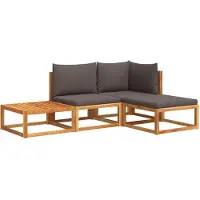vidaXL Ensemble canapé de jardin 4 pièces avec coussins bois acacia & rotin